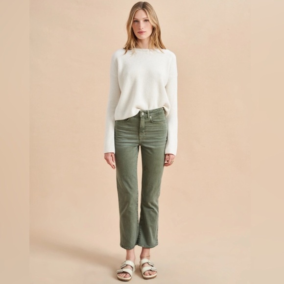 La Ligne The Meredith Jeans High Rise Crop Flare in Eloise Sage Green Size 26 - Picture 1 of 7